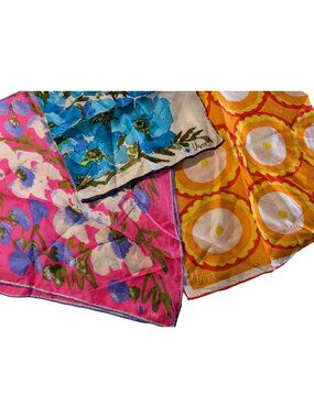 Vintage Vera Neumann Silk Scarves Hand Rolled Floral & Abstract Design Set Of 3